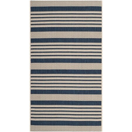 Safavieh 2 Ft. X 3 Ft. -7 In. Small Rectangle Indoor-Outdoor Courtyard- Navy And Beige- Power Loomed Rug CY6062-268-2